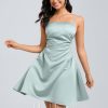 Birthday | A-line Straight Short Satin Homecoming Dress Agave – Womens