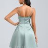 Birthday | A-line Straight Short Satin Homecoming Dress Agave – Womens