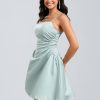 Birthday | A-line Straight Short Satin Homecoming Dress Agave – Womens