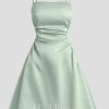 Birthday | A-line Straight Short Satin Homecoming Dress Agave – Womens