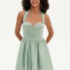 Birthday | A-line Sweetheart Short Mini Satin Homecoming Dress Agave – Womens