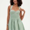 Birthday | A-line Sweetheart Short Mini Satin Homecoming Dress Agave – Womens