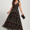 Birthday | A-line V-Neck Ankle-Length Lace Cocktail Dress With Flower Beading As Picture – Womens