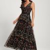 Birthday | A-line V-Neck Ankle-Length Lace Cocktail Dress With Flower Beading As Picture – Womens