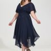 Birthday | A-line V-Neck Asymmetrical Lace Chiffon Cocktail Dress With Sequins As Picture – Womens