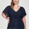 Birthday | A-line V-Neck Asymmetrical Lace Chiffon Cocktail Dress With Sequins As Picture – Womens