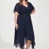 Birthday | A-line V-Neck Asymmetrical Lace Chiffon Cocktail Dress With Sequins As Picture – Womens