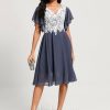 Birthday | A-line V-Neck Knee-Length Lace Chiffon Cocktail Dress Stormy – Womens