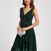 Birthday | A-line V-Neck Knee-Length Lace Chiffon Cocktail Dress With Sequins Appliques Lace As Picture – Womens