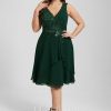 Birthday | A-line V-Neck Knee-Length Lace Chiffon Cocktail Dress With Sequins Appliques Lace As Picture – Womens