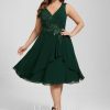 Birthday | A-line V-Neck Knee-Length Lace Chiffon Cocktail Dress With Sequins Appliques Lace As Picture – Womens