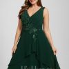 Birthday | A-line V-Neck Knee-Length Lace Chiffon Cocktail Dress With Sequins Appliques Lace As Picture – Womens