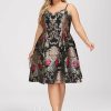 Birthday | A-line V-Neck Knee-Length Satin Cocktail Dress With Flower As Picture – Womens