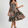 Birthday | A-line V-Neck Knee-Length Satin Cocktail Dress With Flower As Picture – Womens