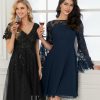 Birthday | A-line V-Neck Knee-Length Tulle Lace Cocktail Dress With Sequins Black – Womens