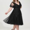 Birthday | A-line V-Neck Knee-Length Tulle Lace Cocktail Dress With Sequins Black – Womens