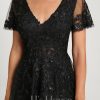 Birthday | A-line V-Neck Knee-Length Tulle Lace Cocktail Dress With Sequins Black – Womens