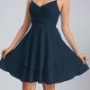 Birthday | A-line V-Neck Short Chiffon Homecoming Dress As Picture – Womens