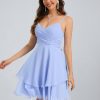 Birthday | A-line V-Neck Short Chiffon Homecoming Dress As Picture – Womens