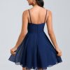 Birthday | A-line V-Neck Short Chiffon Homecoming Dress Navy Blue – Womens