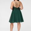 Birthday | A-line V-Neck Short Chiffon Homecoming Dress With Sequins Beading Dark Green – Womens