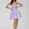 Birthday | A-line V-Neck Short Lace Tulle Homecoming Dress With Beading Lilac – Womens