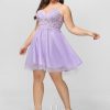 Birthday | A-line V-Neck Short Lace Tulle Homecoming Dress With Beading Lilac – Womens