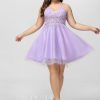 Birthday | A-line V-Neck Short Lace Tulle Homecoming Dress With Beading Lilac – Womens