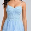 Birthday | A-line V-Neck Short Lace Tulle Homecoming Dress With Rhinestone Sequins As Picture – Womens