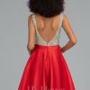 Birthday | A-line V-Neck Short Satin Homecoming Dress With Beading Sequins Red – Womens