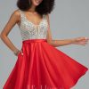 Birthday | A-line V-Neck Short Satin Homecoming Dress With Beading Sequins Red – Womens