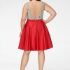 Birthday | A-line V-Neck Short Satin Homecoming Dress With Beading Sequins Red – Womens