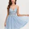 Birthday | A-line V-Neck Short Tulle Homecoming Dress As Picture – Womens