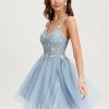 Birthday | A-line V-Neck Short Tulle Homecoming Dress As Picture – Womens