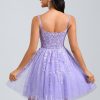 Birthday | A-line V-Neck Short Tulle Lace Homecoming Dress As Picture – Womens