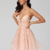 Birthday | A-line V-Neck Short Tulle Lace Homecoming Dress With Sequins Pearl Pink – Womens