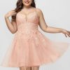 Birthday | A-line V-Neck Short Tulle Lace Homecoming Dress With Sequins Pearl Pink – Womens