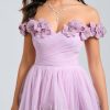 Birthday | Ball-Gown/Princess Off the Shoulder Short Tulle Homecoming Dress With Pleated Flower As Picture – Womens