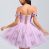 Birthday | Ball-Gown/Princess Off the Shoulder Short Tulle Homecoming Dress With Pleated Flower As Picture – Womens