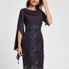 Birthday | Sheath/Column Cowl Knee-Length Chiffon Lace Cocktail Dress With Ruffle Sequins As Picture – Womens