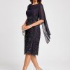 Birthday | Sheath/Column Cowl Knee-Length Chiffon Lace Cocktail Dress With Ruffle Sequins As Picture – Womens