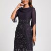 Birthday | Sheath/Column Cowl Knee-Length Chiffon Lace Cocktail Dress With Ruffle Sequins As Picture – Womens