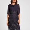 Birthday | Sheath/Column Cowl Knee-Length Chiffon Lace Cocktail Dress With Ruffle Sequins As Picture – Womens