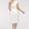 Birthday | Sheath/Column One Shoulder Knee-Length Stretch Crepe Cocktail Dress With Ruffle White – Womens