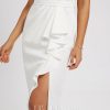 Birthday | Sheath/Column One Shoulder Knee-Length Stretch Crepe Cocktail Dress With Ruffle White – Womens