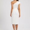 Birthday | Sheath/Column One Shoulder Knee-Length Stretch Crepe Cocktail Dress With Ruffle White – Womens