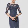 Birthday | Sheath/Column Scoop Knee-Length Lace Chiffon Cocktail Dress Stormy – Womens