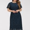 Birthday | Sheath/Column Scoop Knee-Length Lace Cocktail Dress Dark Navy – Womens