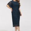 Birthday | Sheath/Column Scoop Knee-Length Lace Cocktail Dress Dark Navy – Womens