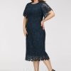 Birthday | Sheath/Column Scoop Knee-Length Lace Cocktail Dress Dark Navy – Womens